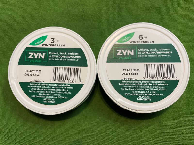 ZYN Wintergreen bottom pouch can